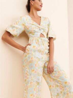 Anthropologie Sancia The Aida Pastel Floral Wide-Leg Jumpsuit